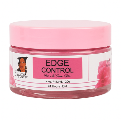 Jar of Natty By Nayee Corp Edge Control hair product with pink lid and white label on a white  background